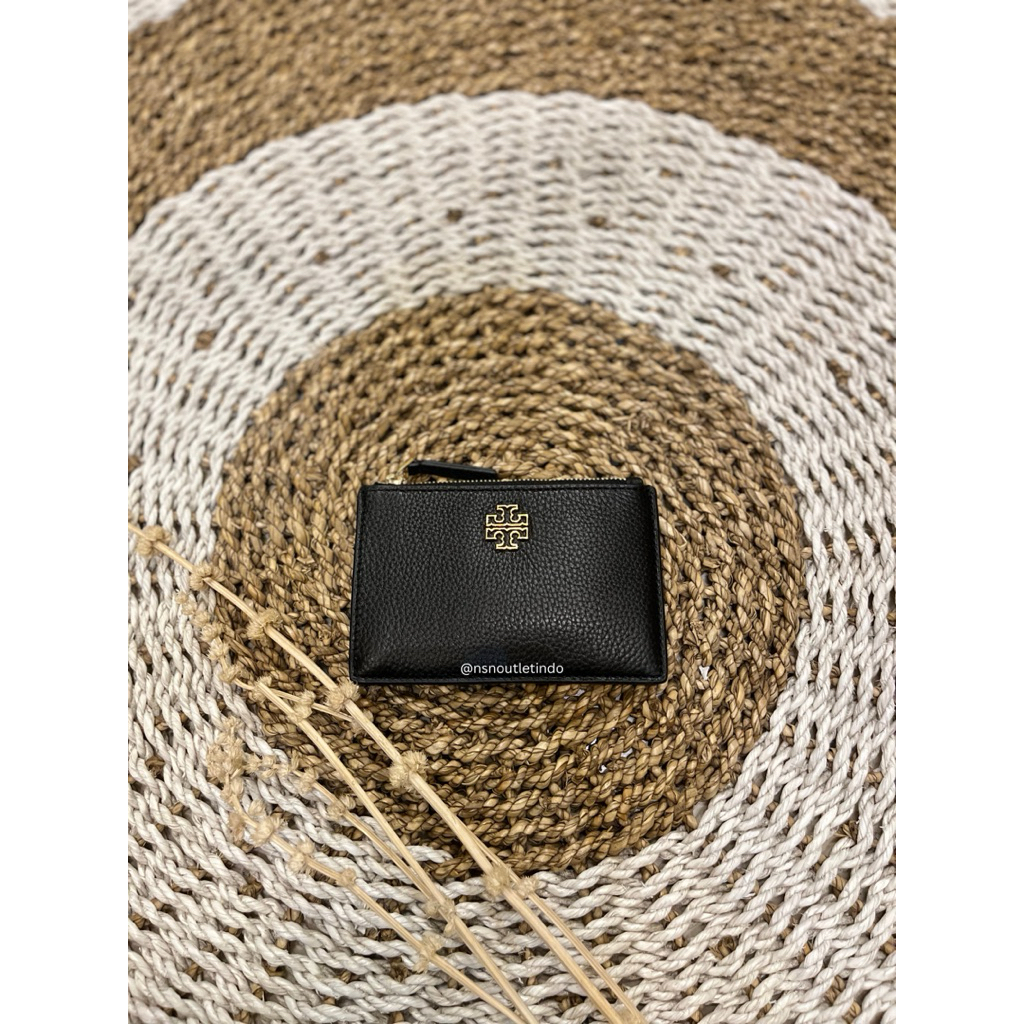 TB BRITTEN ZIP CARD CASE BLACK LOGO SMALL
