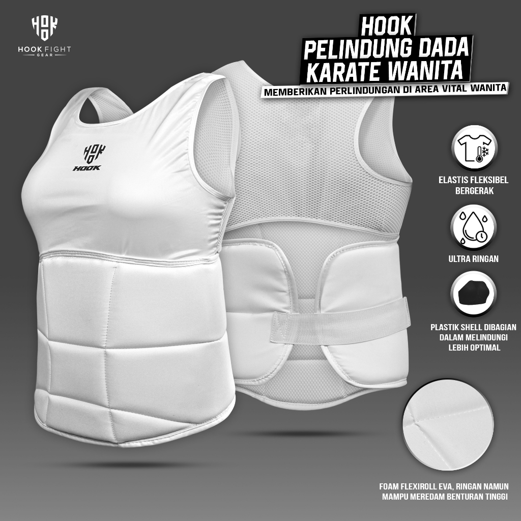 Pelindung Dada Karate Wanita Hook Body Protector Karate Pelindung Badan Dada Karate Chest Protector 
