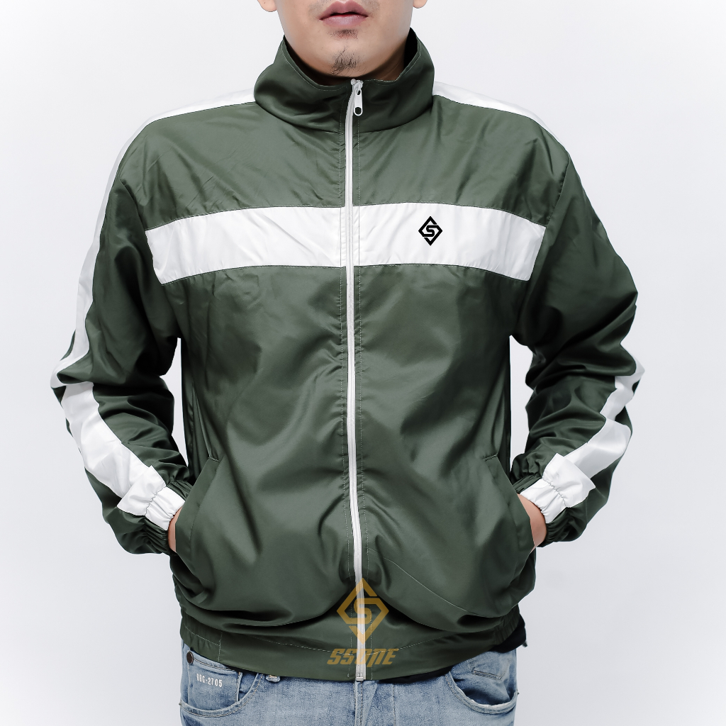 Jaket Parasut olahraga Tracktop Jaket  Waterproof Jacket Retro Sport