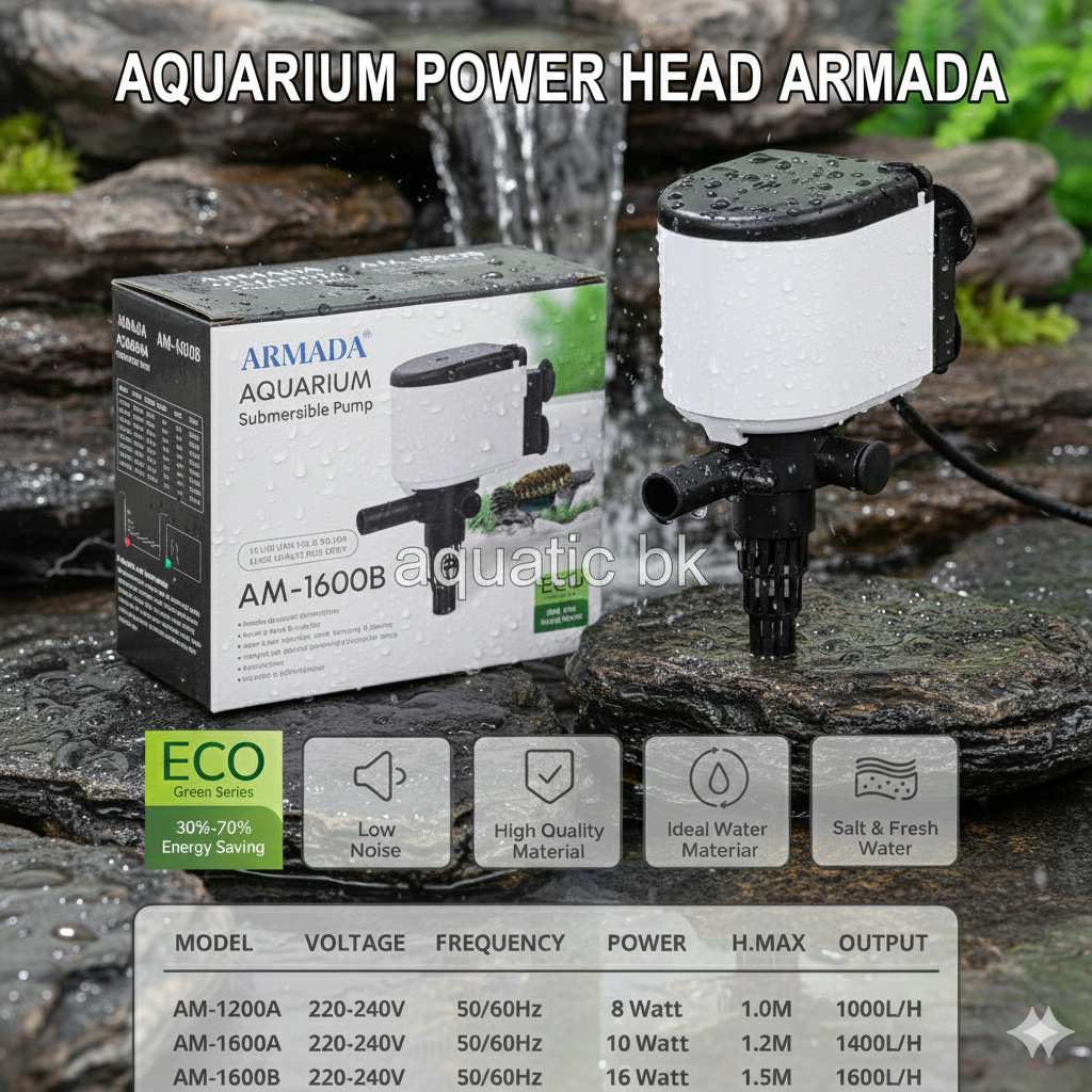 Power Head Pompa Air Aquarium Pompa Filter Aquarium / Kolam Armada 1600 B - 1600 L/H