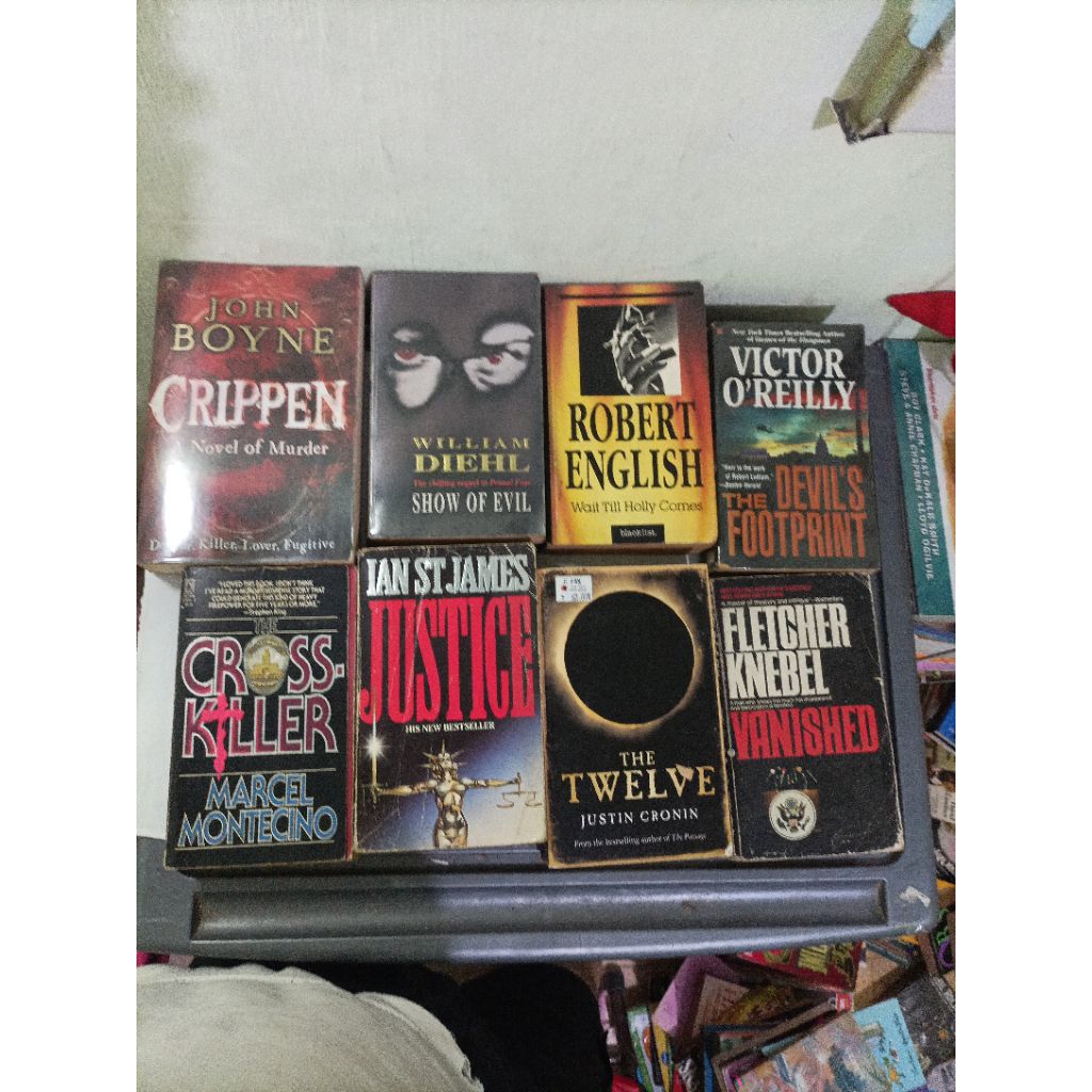 novel import crippen (John boyne), show of Evil (William Diehl), Devil's footprint (Victor O'Reilly)