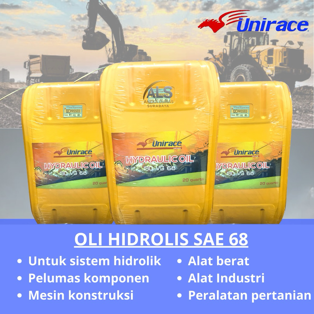 Oli Hidrolis / Hidrolik / Hidraulik / Hidraulis Unirace ISO VG 68 Kemasan Pail