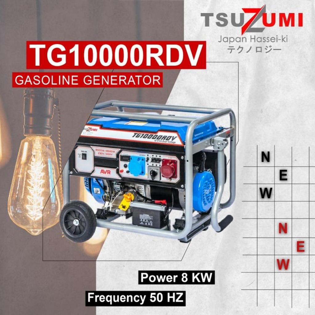 TSUZUMI genset original produk TG 1000RDV gasoline 8000 Watt