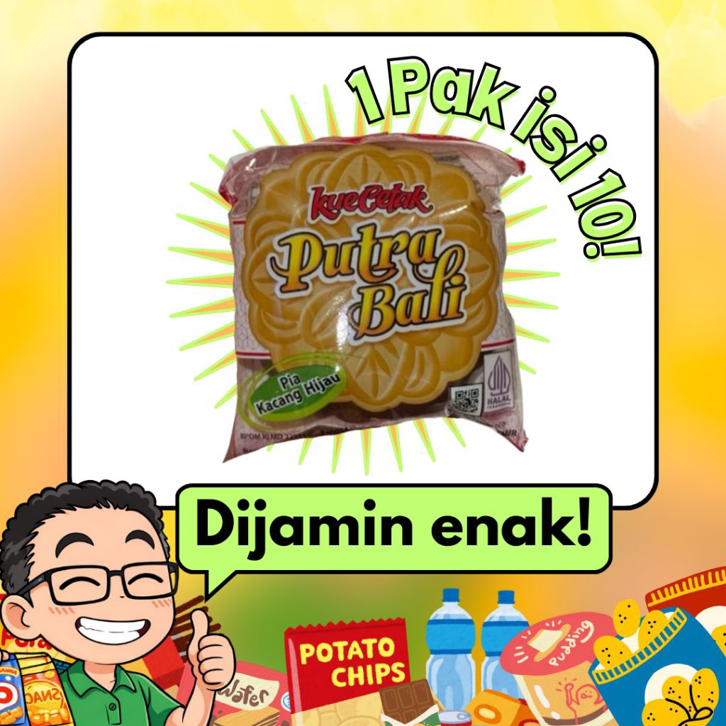 [GROSIR] Kue Pia Putra Bali 1 Pak Eceran Rp1000 / Pia Cetak / Pia Kacang Ijo Putra Bali