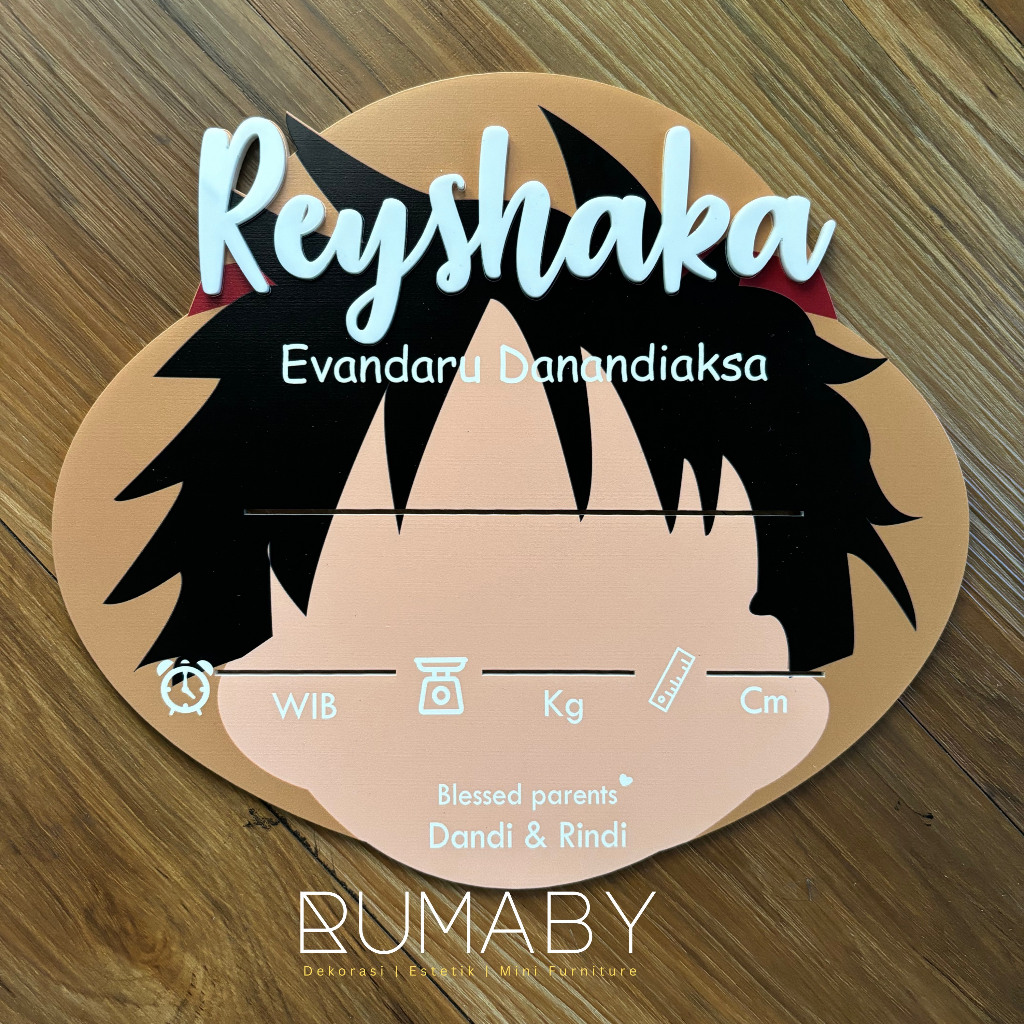 Custom papan akrilik identitas bayi new born series One Piece Hospital board custom nama
