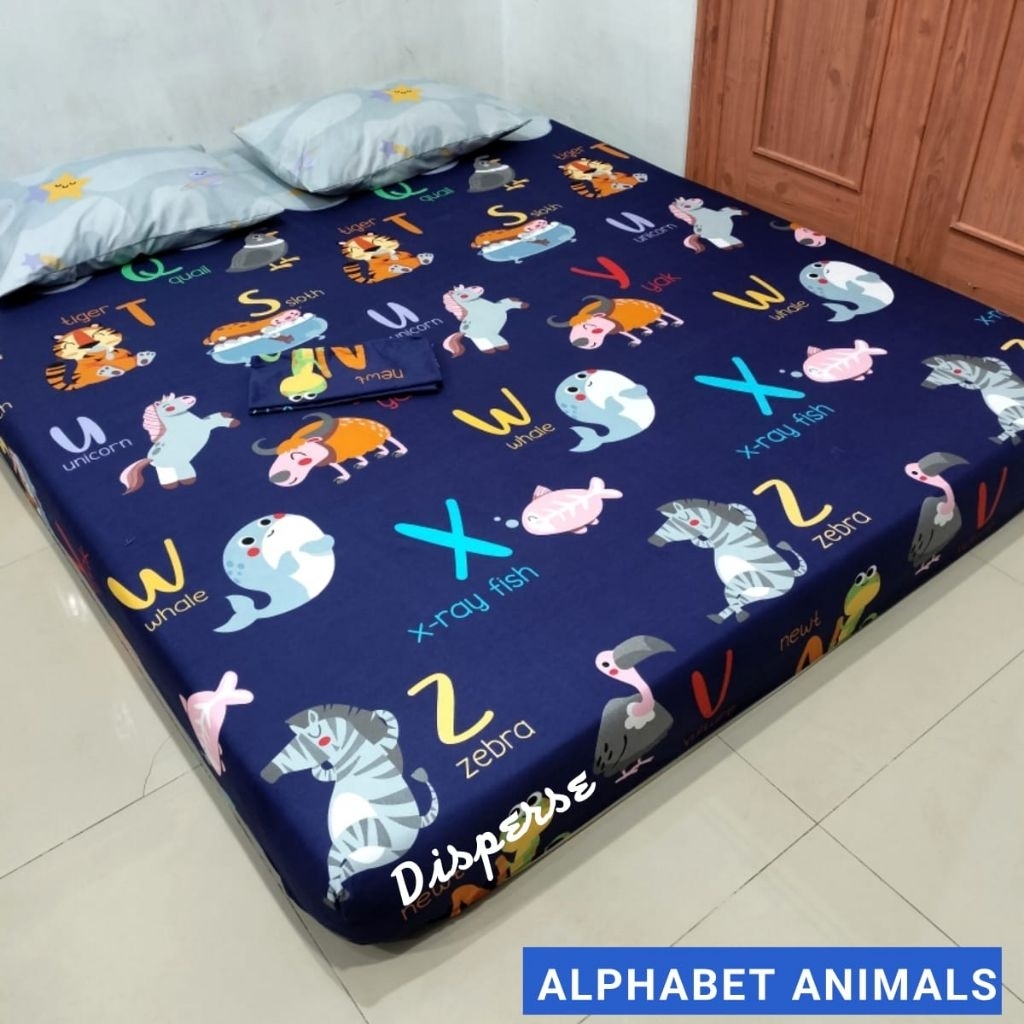 sprei homemade murah motif blue star alphabet promo