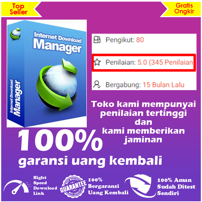 [PROMO BELI 1 GRATIS 1] IDM Internet Download Manager Manajer LIFETIME Permanen Bergaransi Full