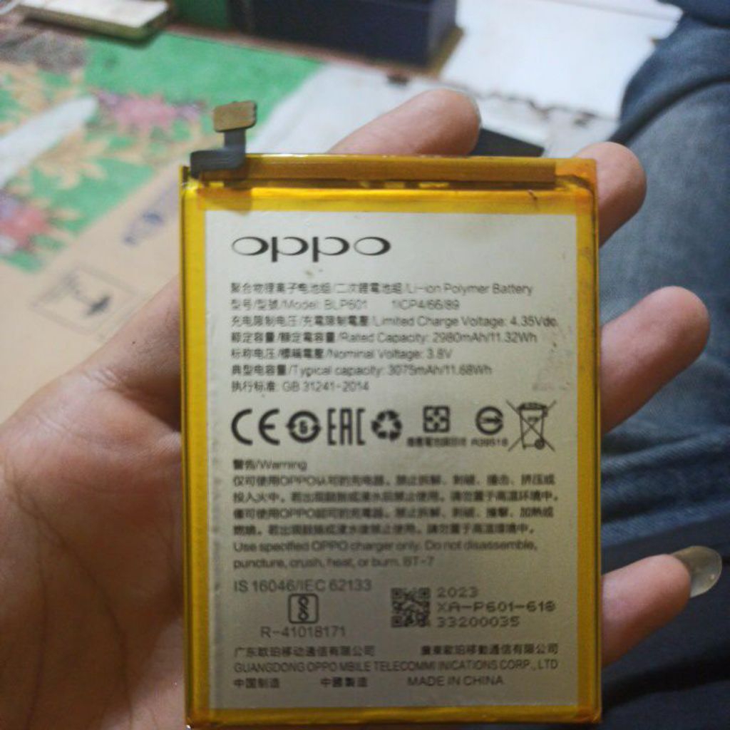Baterai Oppo F1s Original Cabutan