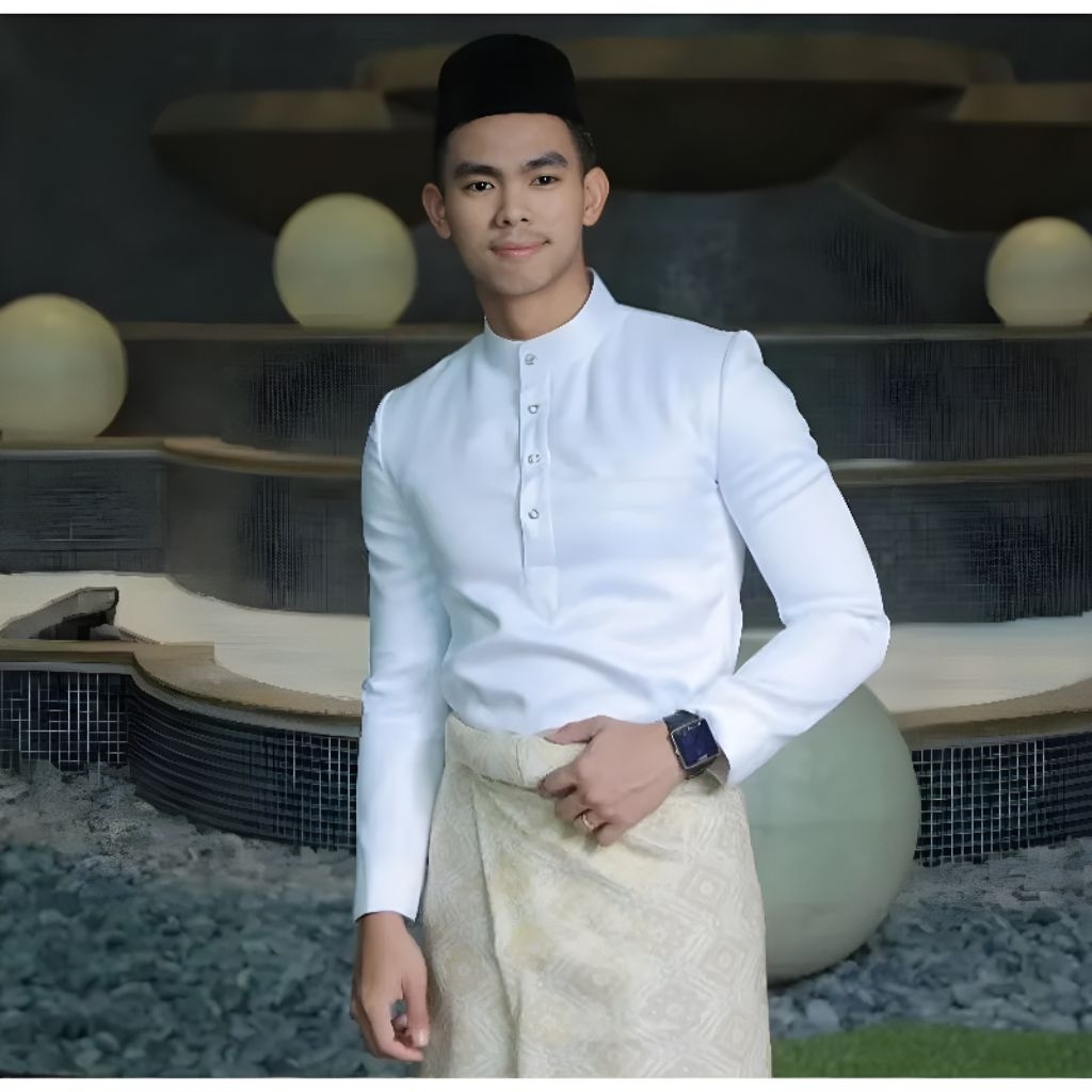 Baju Akad Melayu Pria Cekak Musang Setelan Muslim Kurung Teluk Belanga Bahan  satin