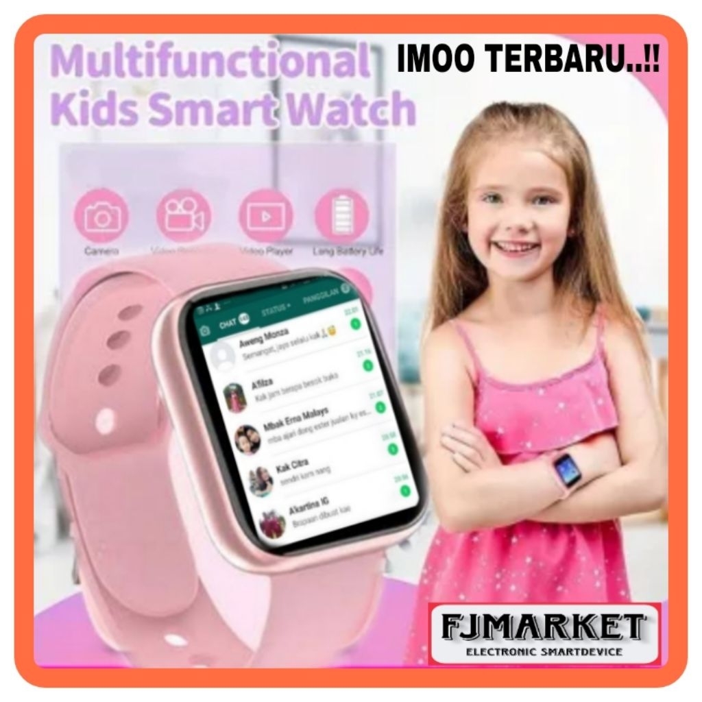 SMARTWATCH IMOO KIDS JAM TANGAN HP ANAK ANDROID 4G ANTI AIR BISA WA Y68 D20 T500  ANTI AIR TELFON PE