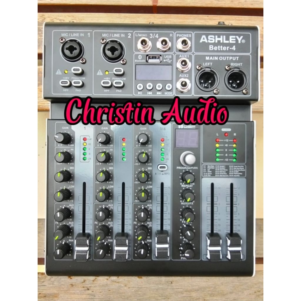 Mixer Audio Ashley Better 4 Terbaru 2025 4 Channel 24 Bit 99 DSP Efek Vocal Usb Bluetooth Original