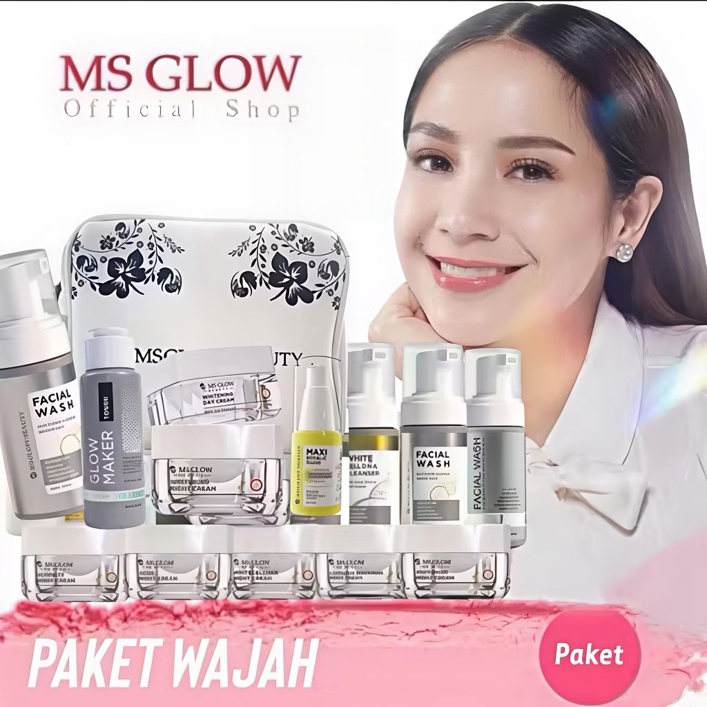 MS GLOW ORI 100% Paket Wajah BASIC SERIES N BOOSTER SERIES FREE pouch n produk