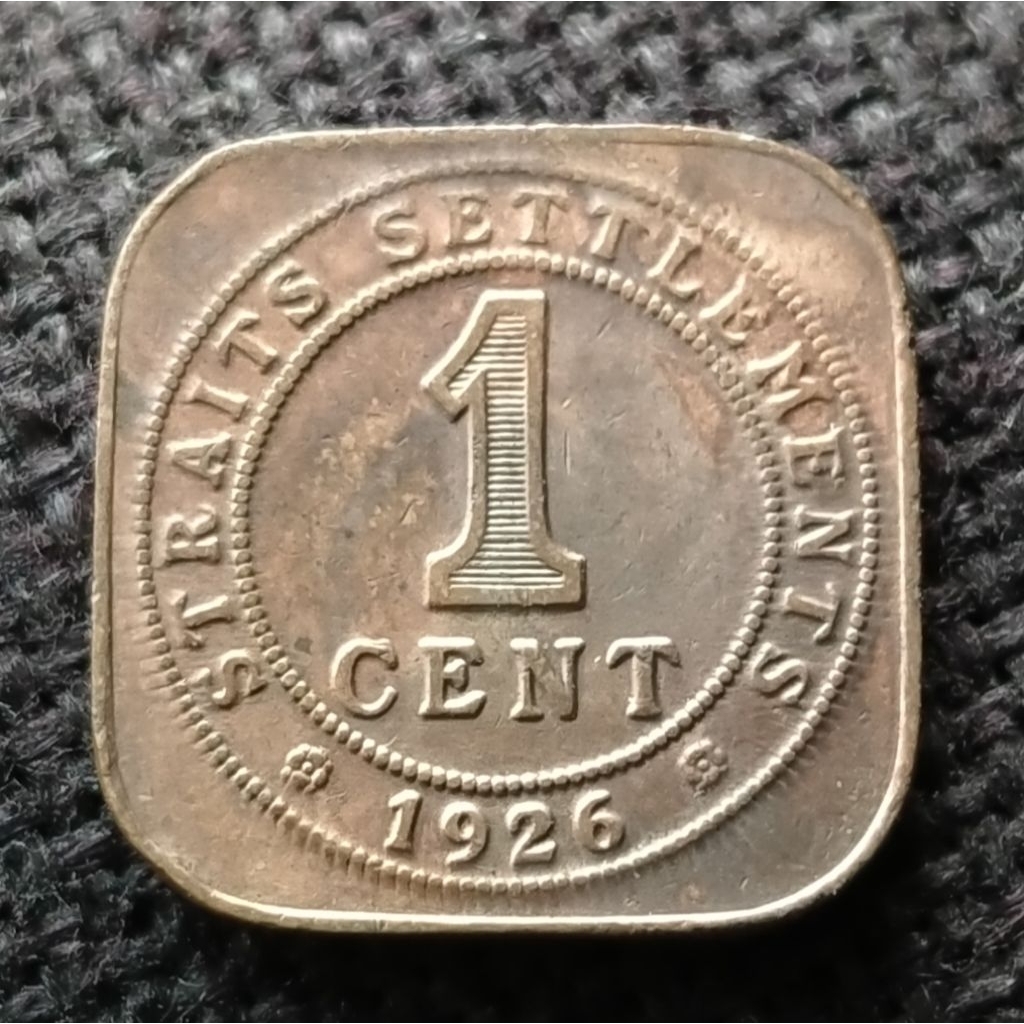 Koin Kuno Straits Settlements 1 Cent Kotak tahun 1926 King George V