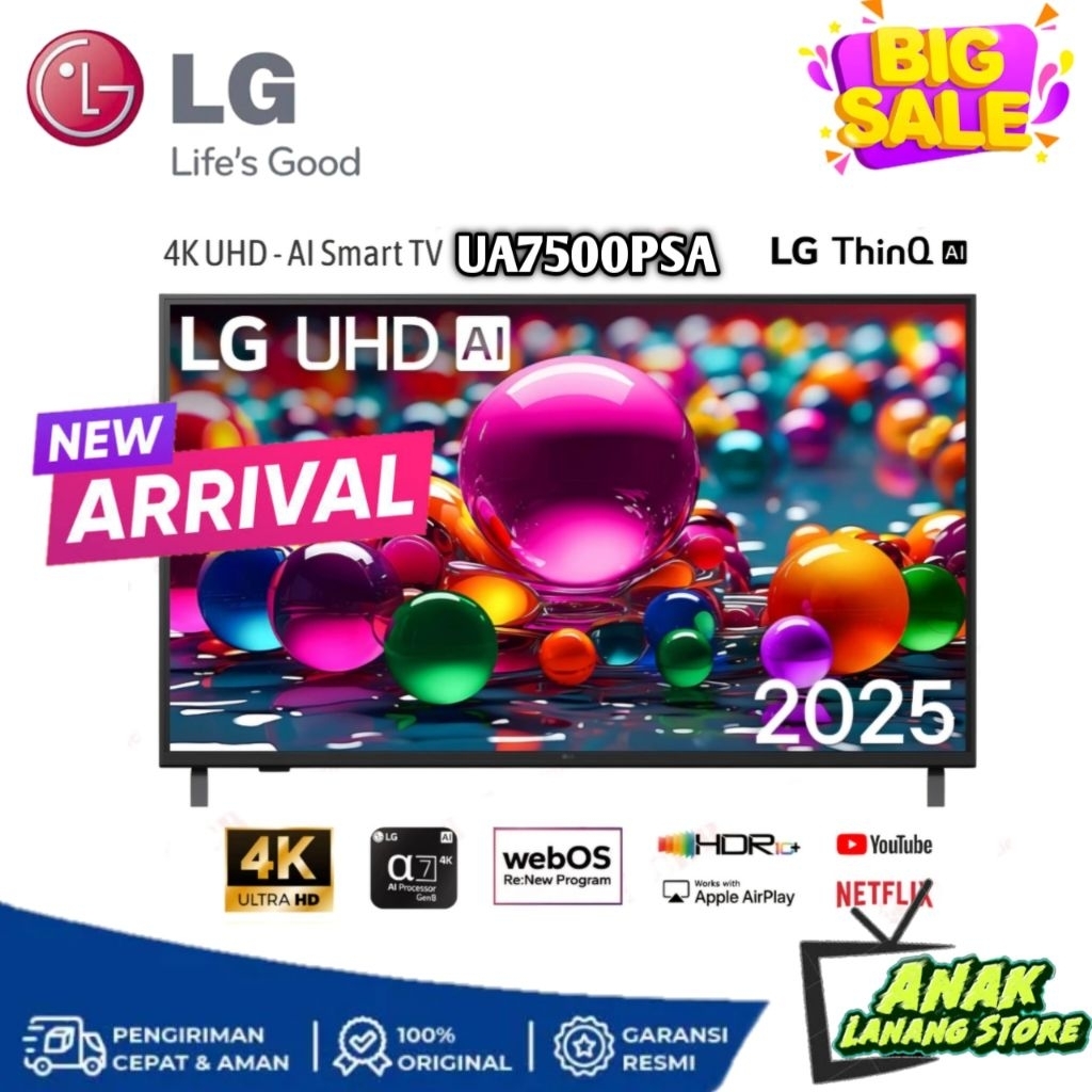LG UHD SMART TV 50 INCH 50UA7500PSA UHD 4K SMART DIGITAL TV GARANSI RESMI
