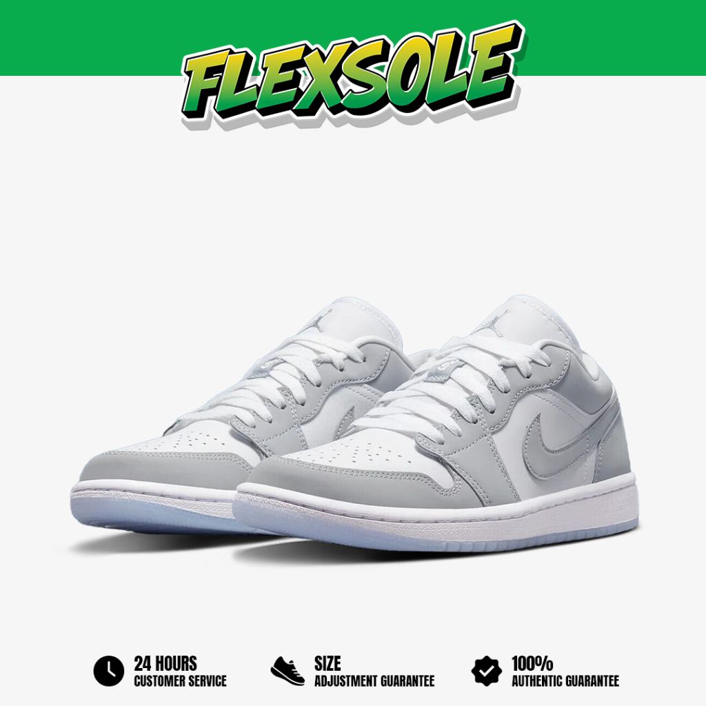 Nike Air Jordan 1 Low White Wolf Grey Aluminum Authentic
