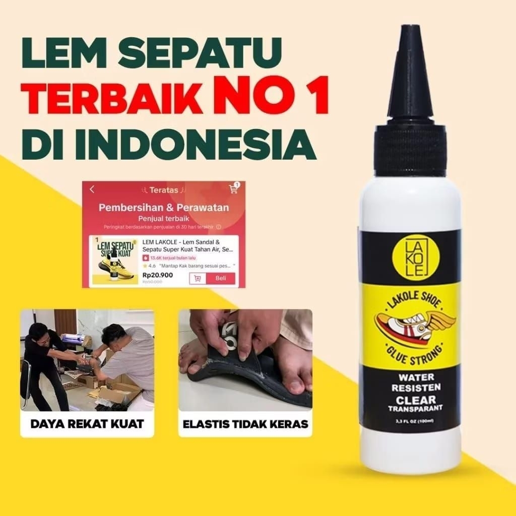 LEM LAKOLE-Lem Sandal & SepatuSuper Kuat Thn Air,Sealant & Penambal - Lem Terbaik untuk Semua sepatu