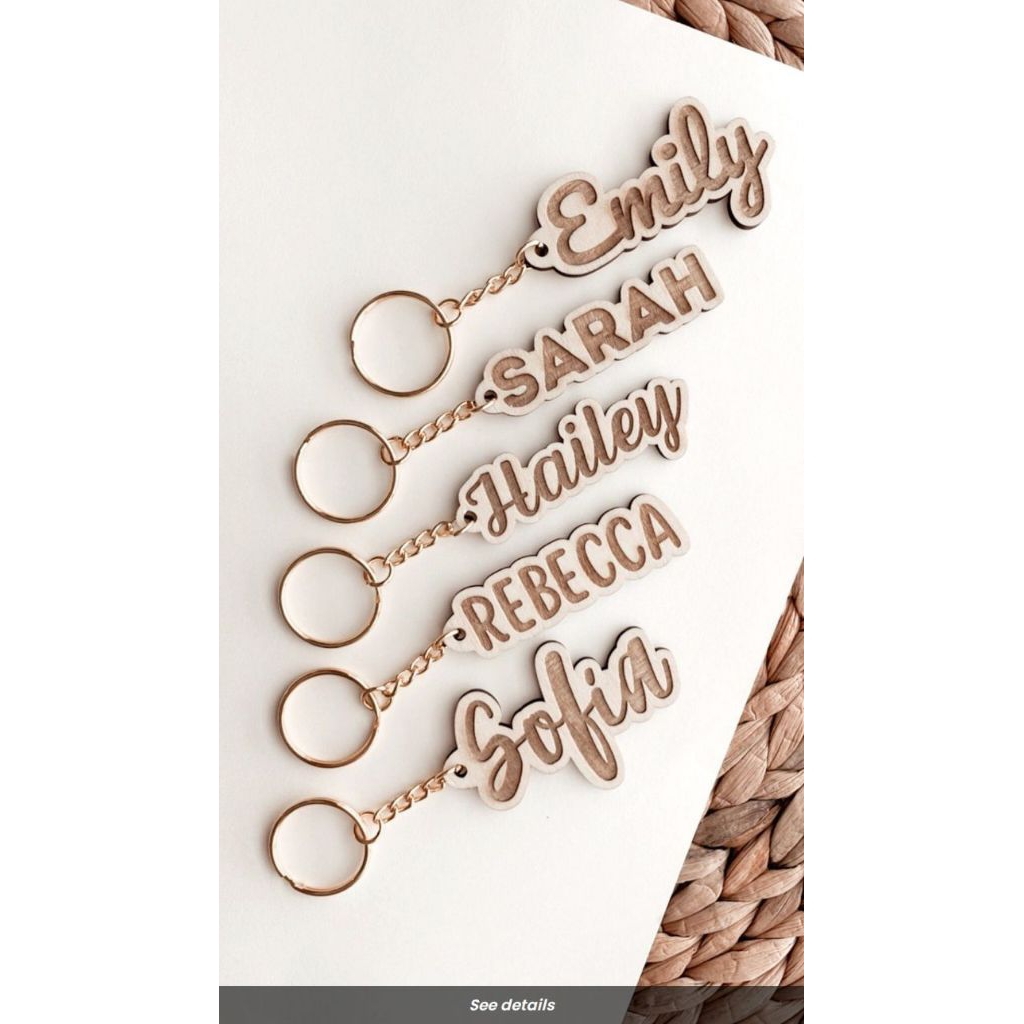 gantungan kunci CUSTOM  nama / gantungan kunci kayu Request nama / souvenir pernikahan