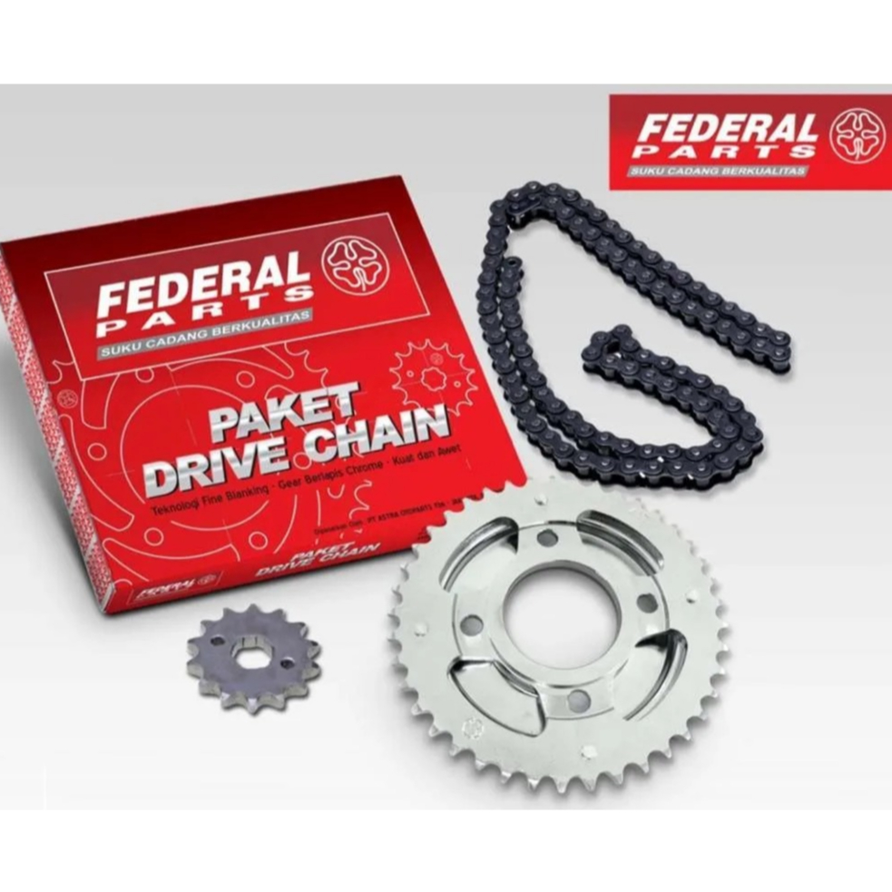 Girset FEDERAL Gear Gir Set Depan Belakang Rantai Alfa Force 1 CB 150R Old New GL Pro Max Neotech Gr