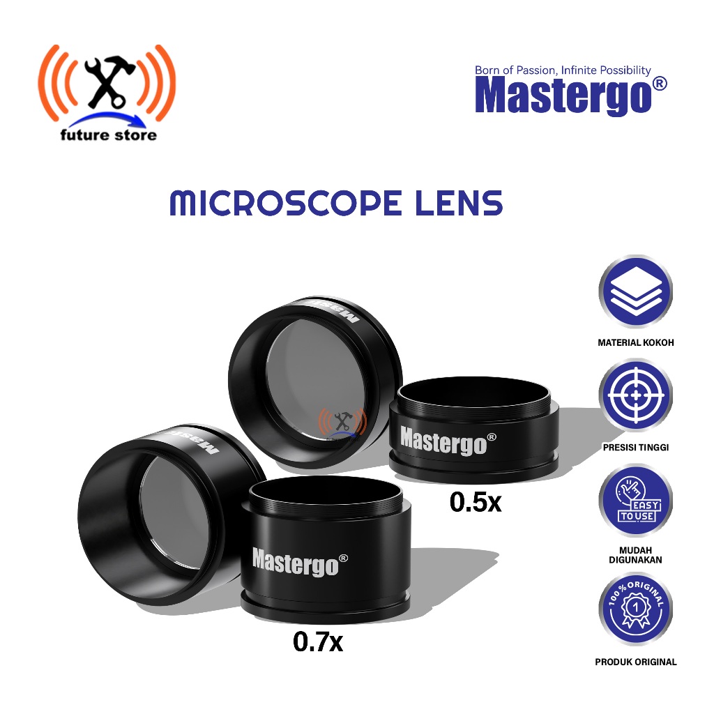 MASTERGO MICROSCOPE LENS LENSA MIKROSKOP 0.5X DAN 0.7X ORIGINAL - LENSA BARLOW MIKROSKOP MASTERGO 0.
