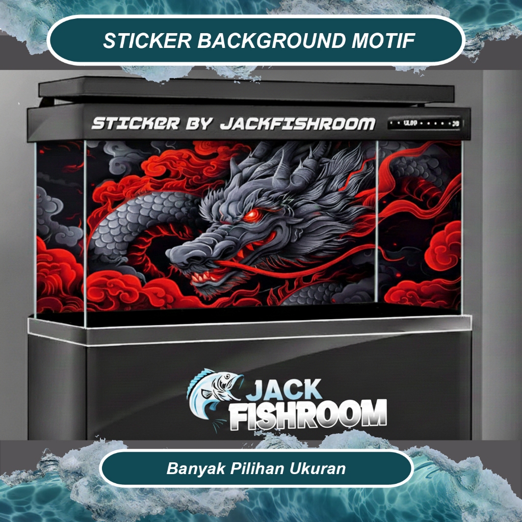 STIKER AQUARIUM BACKGROUND MOTIF NAGA BANYAK PILIHAN UKURAN