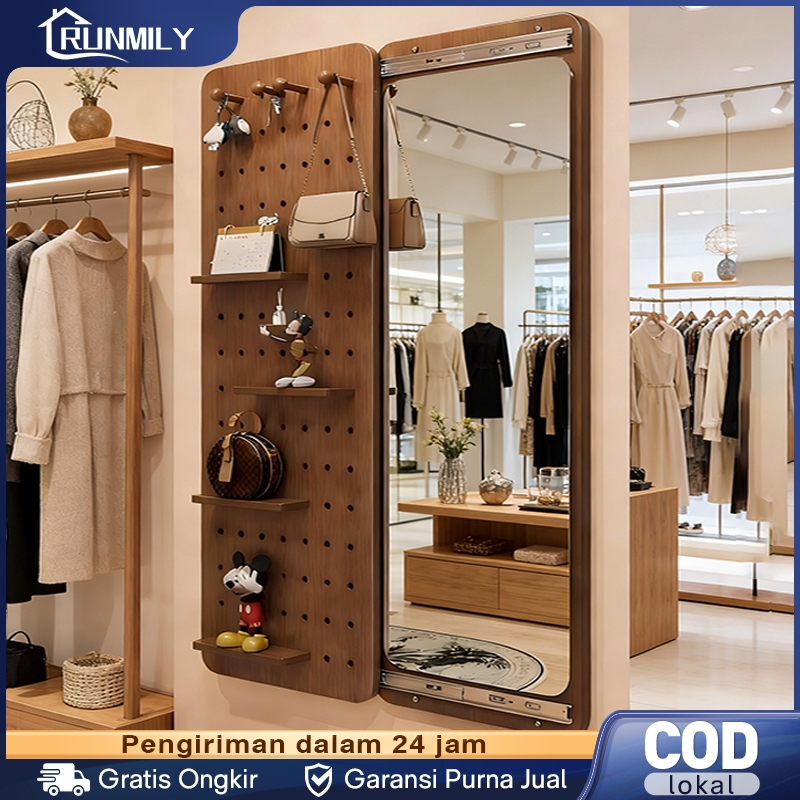 120cm Kaca Cermin Dinding Standing Mirror Full Body Gantung Cermin Aesthetic Dengan Pintu Geser Pegb
