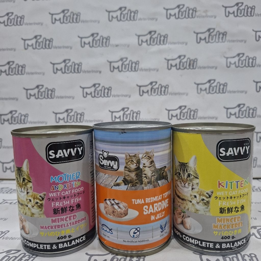 Makanan Kucing Basah SAVVY KALENG 400 gram - Savvy Wet Cat Food- Adult - Kitten