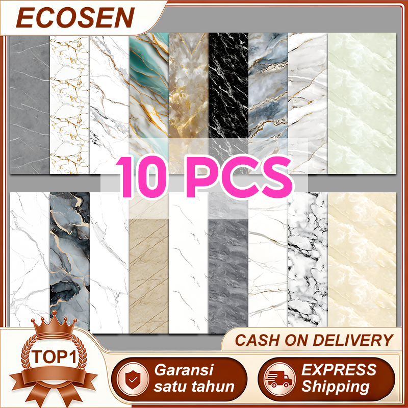 ECOSEN Wallpaper Dinding Vinyl Marmer 30x60cm Stiker Keramik Vinyl Lembur 10PCS / Wallpaper Dinding 
