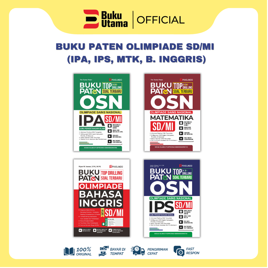 BUKU UTAMA Buku Paten Olimpiade SD/MI Matematika, IPA, IPS, B.Inggris
