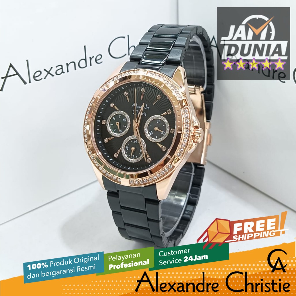 JAM TANGAN WANITA ALEXANDRE CHRISTIE CHRONOGRAPH ORIGINAL 2644 AC 2644 AC2644 ACF2644 JAM AC BLACK M