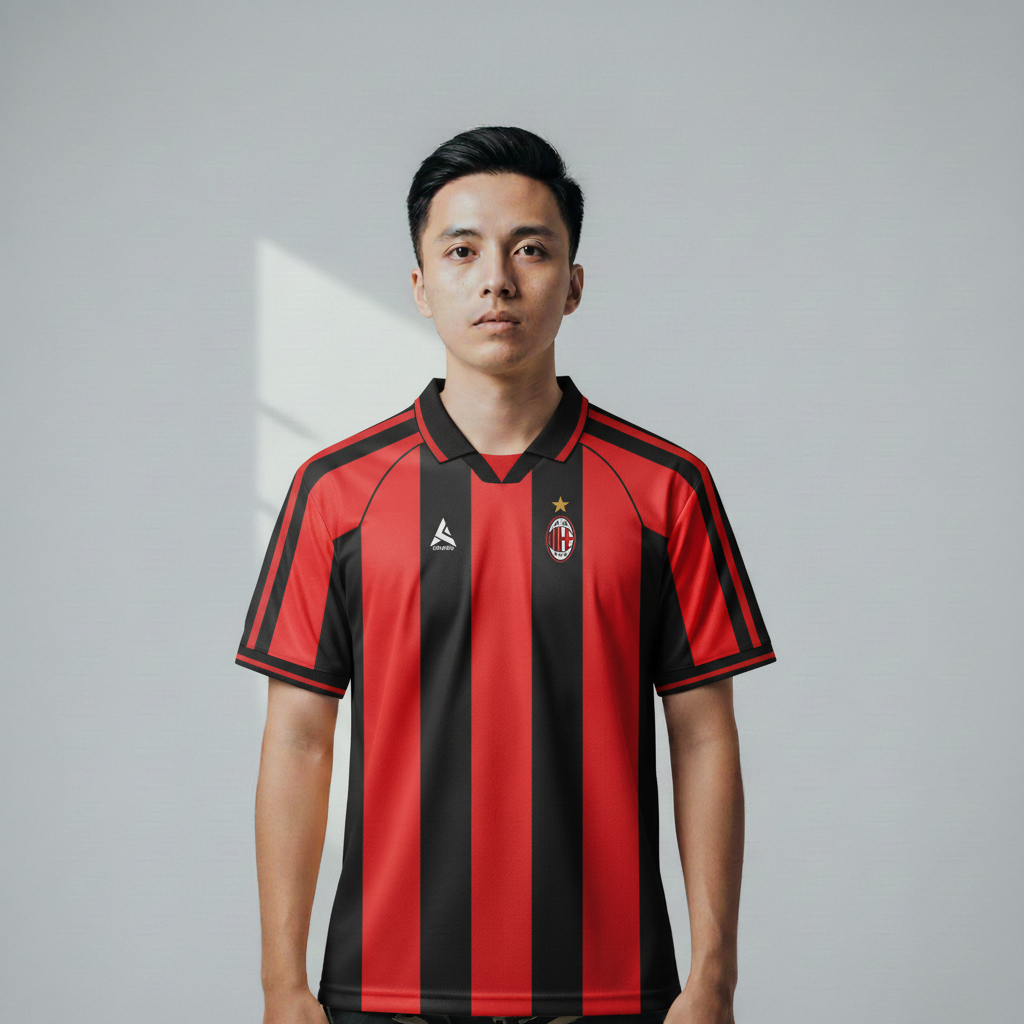 ATHLETIC SPORTWEAR - Jersey Vintage Bola Fantasy Milan 1999-2000 Fullprinting Casual - Atasan