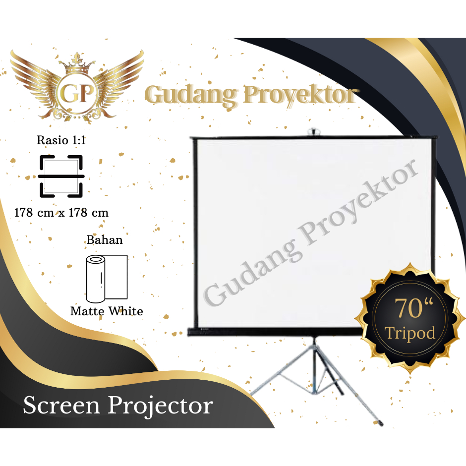 Layar Proyektor/ Layar Proyektor Tripod 70 Inch / Screen Proyektor Manual Wall 70 Inch