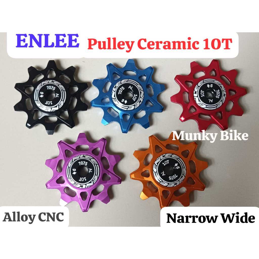 Enlee Ceramic Pulley RD 10T Jockey Wheel Idler Pivot Chain Guide Ceramic Bearing Narrow Wide Alloy u