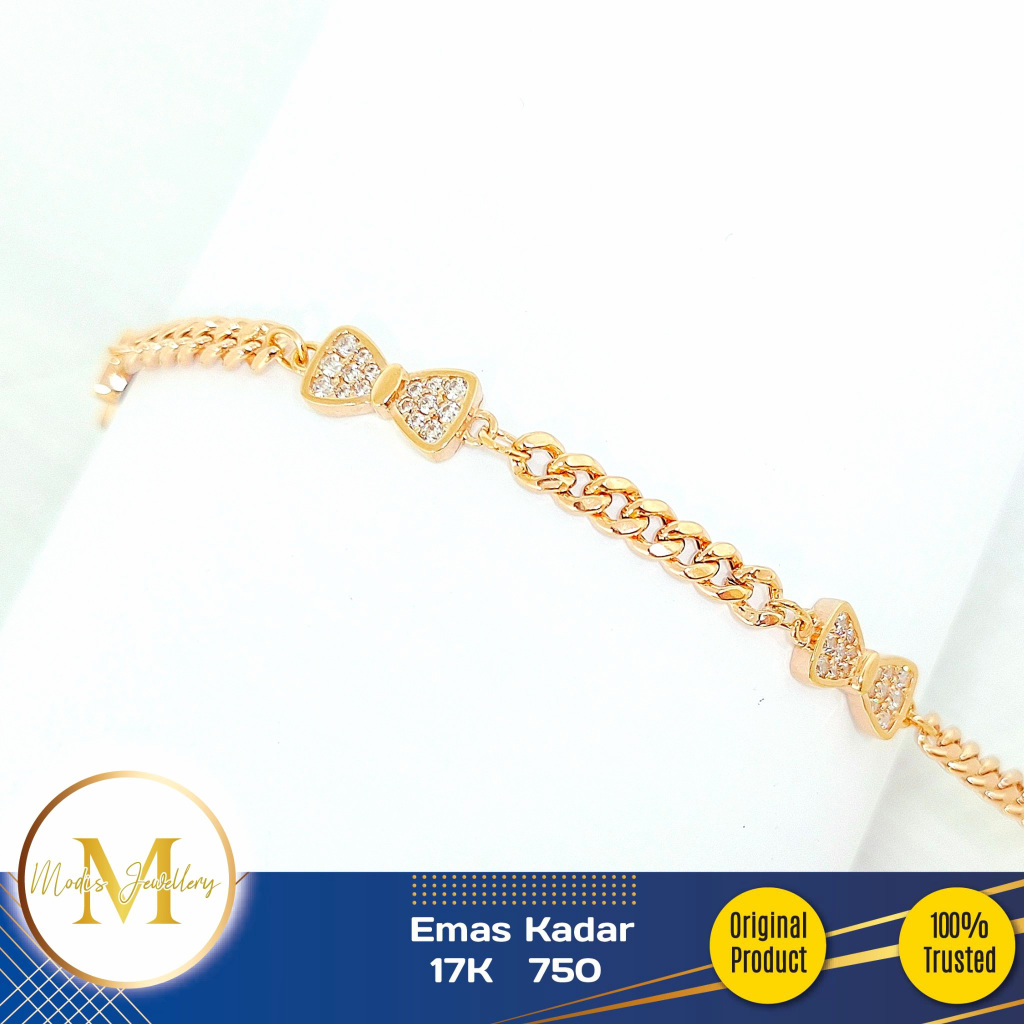 MODIS JEWELLERY - Gelang Ssisik Naga 3 Pita Rosegold - Emas 17k 750