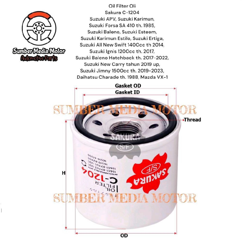 Sakura Oil Filter Oli C-1204 Suzuki APV, Suzuki Ertiga