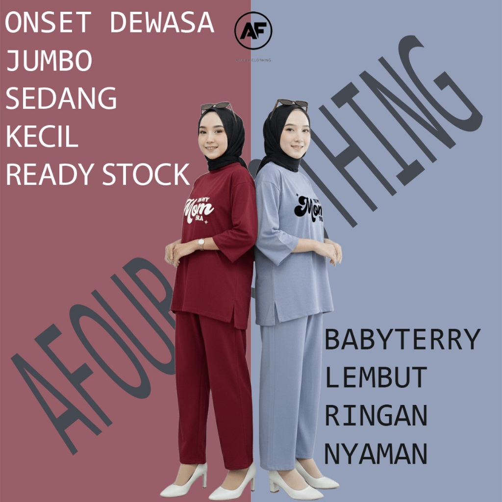AF Clothing Setelan Wanita Dewasa Onset Perempuan JUMBO Bahan Babyterry