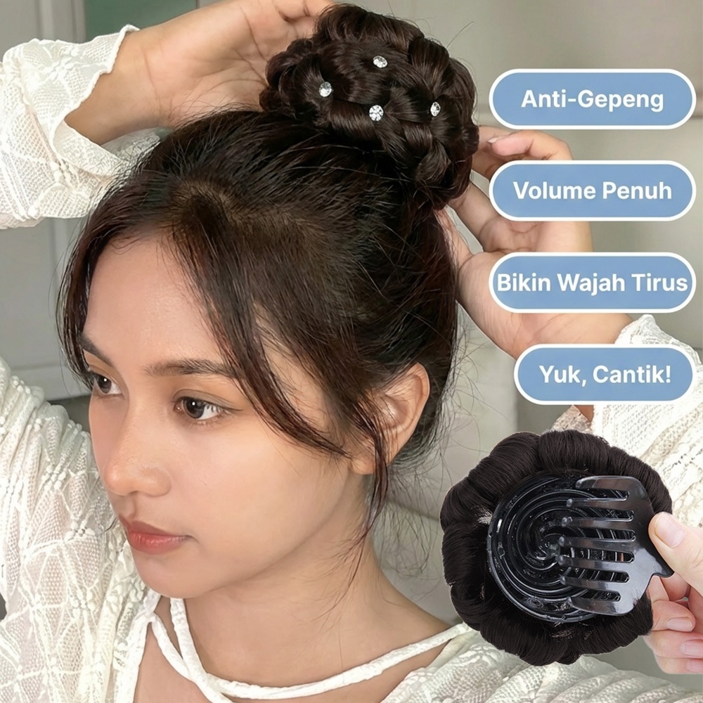 Sanggul Bunga Modern 9 Bunga Mawar Untuk Pengantin – Jepit Jamur Rambut Palsu High Temperature, Hias