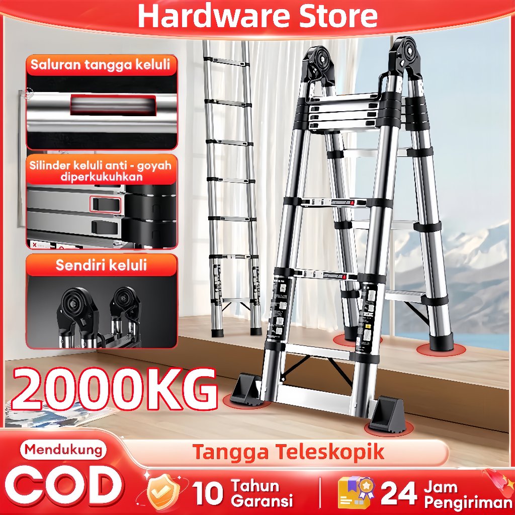 NEW Tangga Teleskopik/Tangga Lipat/Teleskopik Multifungsi Aluminium Portabel Tangga Lipat