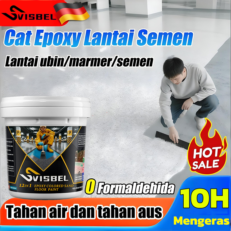 *Cat lantai 10 dalam 1*Cat Epoxy Lantai Semen 1KG Otomatis leveling Tahan Air Antilembap Dan Antigor