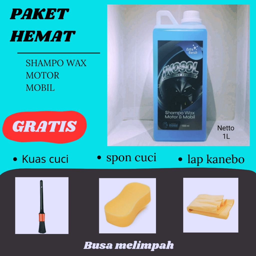 Terlaris No 1 / SHAMPO WAX MOTOR & MOBIL Biru lemon grass 1liter.