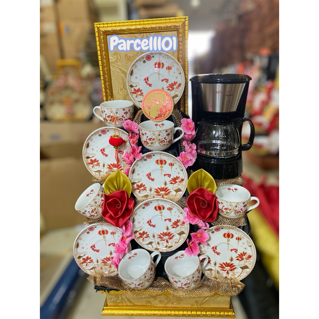 parcel tea set/parcel cangkir/parcel piring tatakan/parcel natal/hampers natal/parcel teko/parcel na