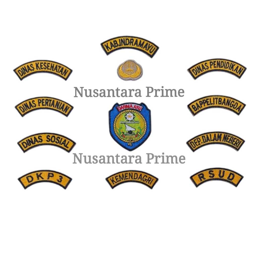 Satu Set Badge Bordir Pemerintah Daerah Kabupaten Indramayu - Dept. Dagri