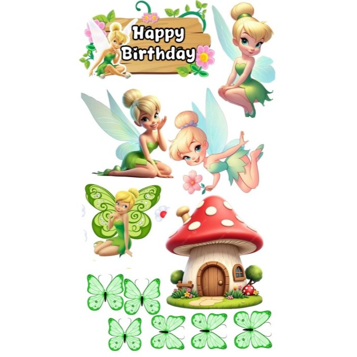 Topper THINKERBELL Custom Nama | Hiasan Cake Ultah Tema THINKERBELL | Topper Thinkerbell Murah