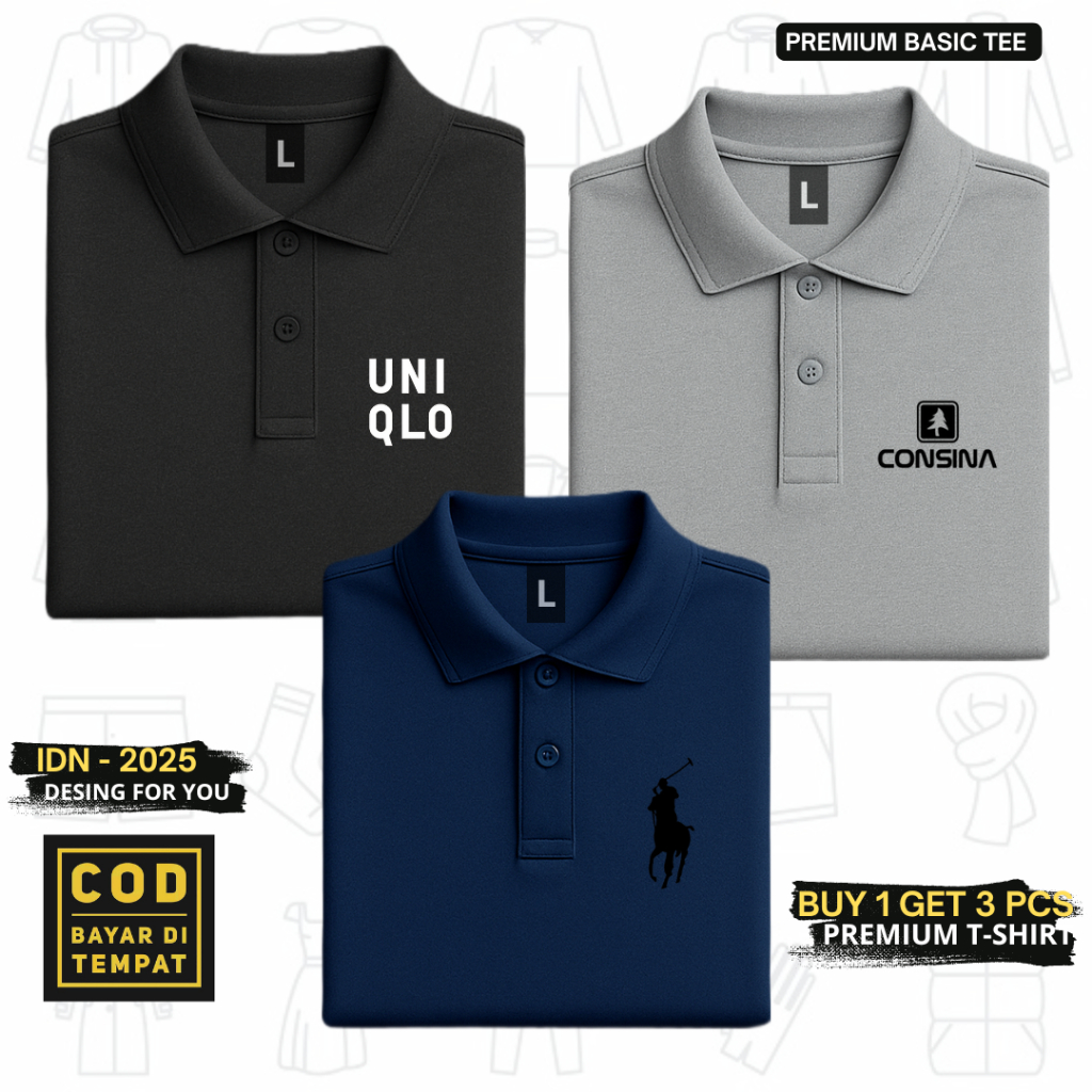 Kaos Polo Pria Kerah Polos Lengan Pendek Bahan Lacoste Premium Distro - Baju Kaos Kerah Dewasa