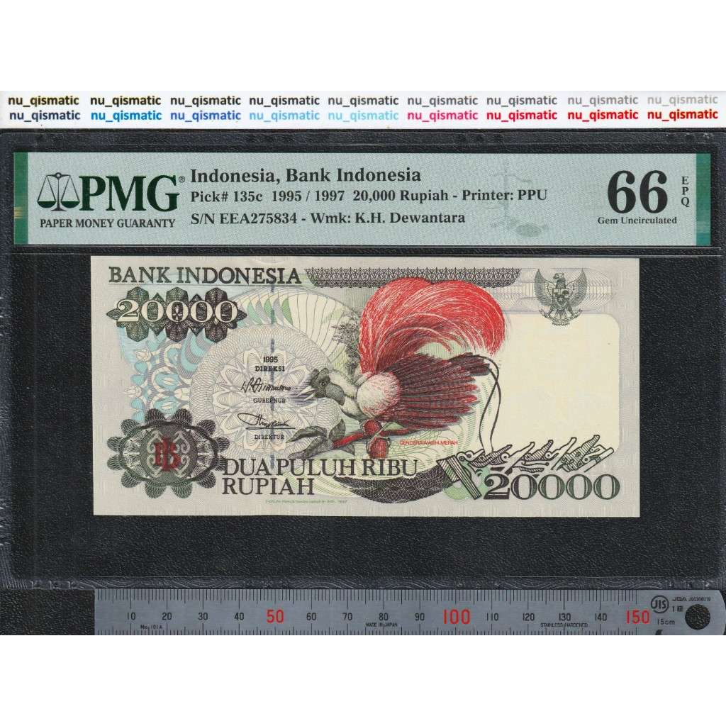 Indonesia 20000 Rupiah, 1995/1997, PMG 66 EPQ Gem UNC P# 135c