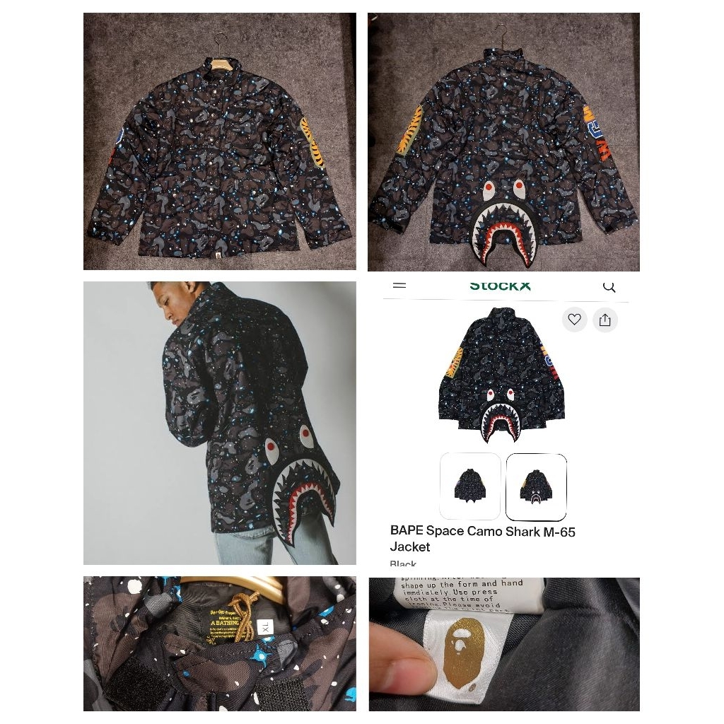 bomber bape shark space galaxy japan glow in the dark