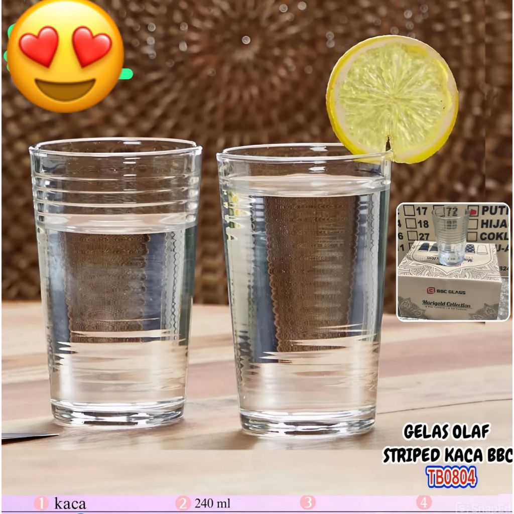 GELAS KACA 240ML 6 SET GLASSWARE / GLASS KACA OLAF POLOS SET ISI 6 PCS / GELAS KACA TEBAL SET 6in1 /