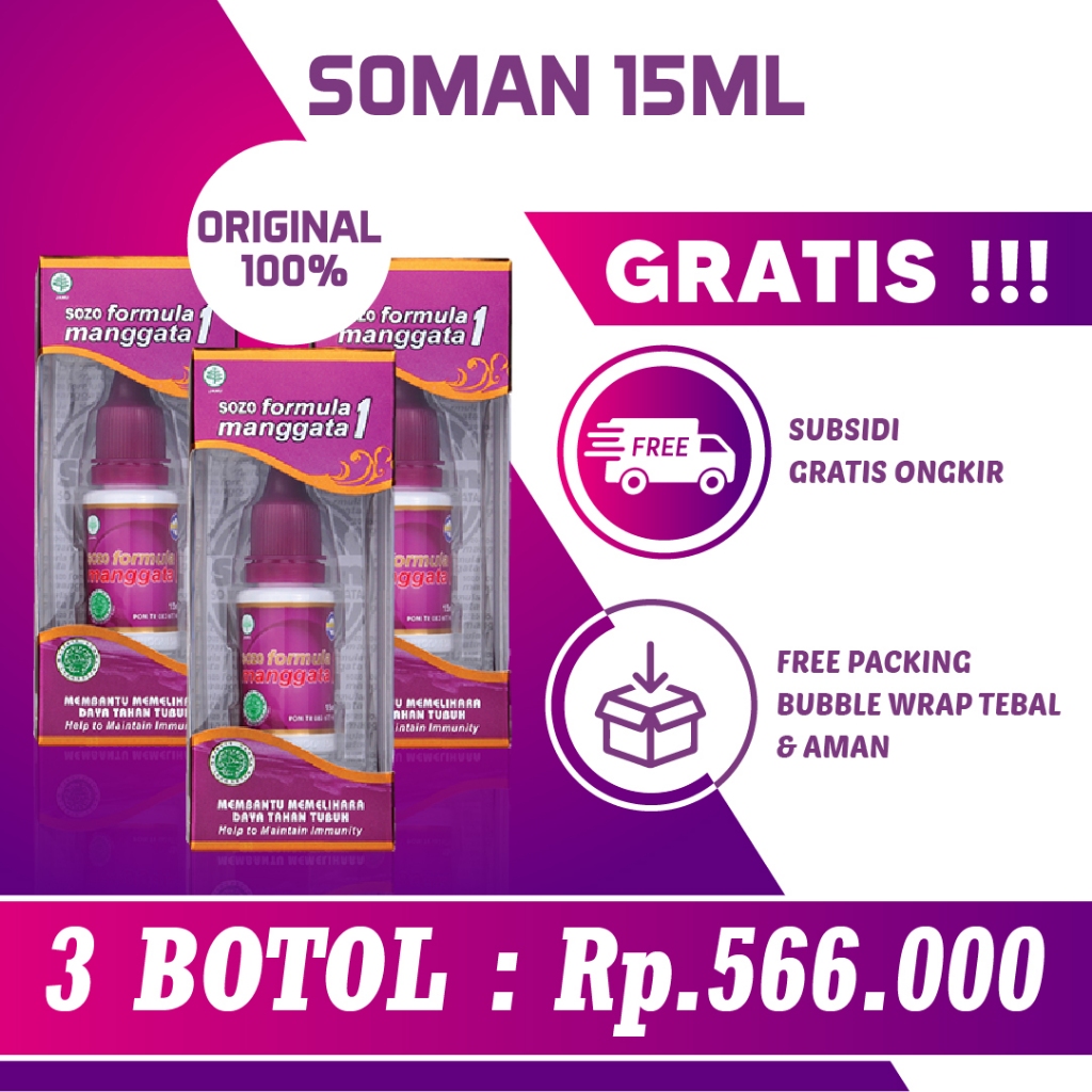3 Jamu Tetes Soman1 isi 15ML ( Obat Tetes Sozo Formula Manggata 1 ),  British Propolis Original 100%