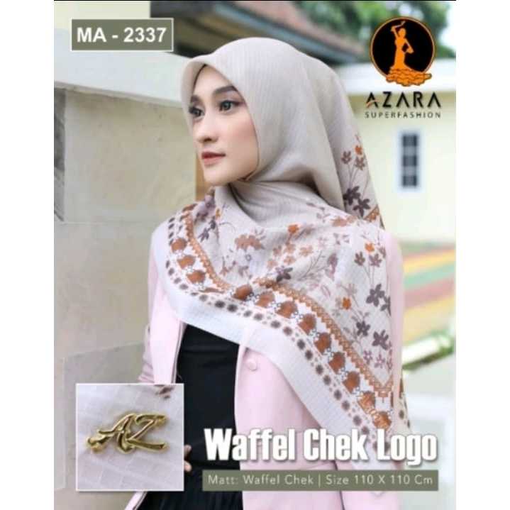 HIJAB AZARA WAFFEL CHEK LOGO PLAT Premium