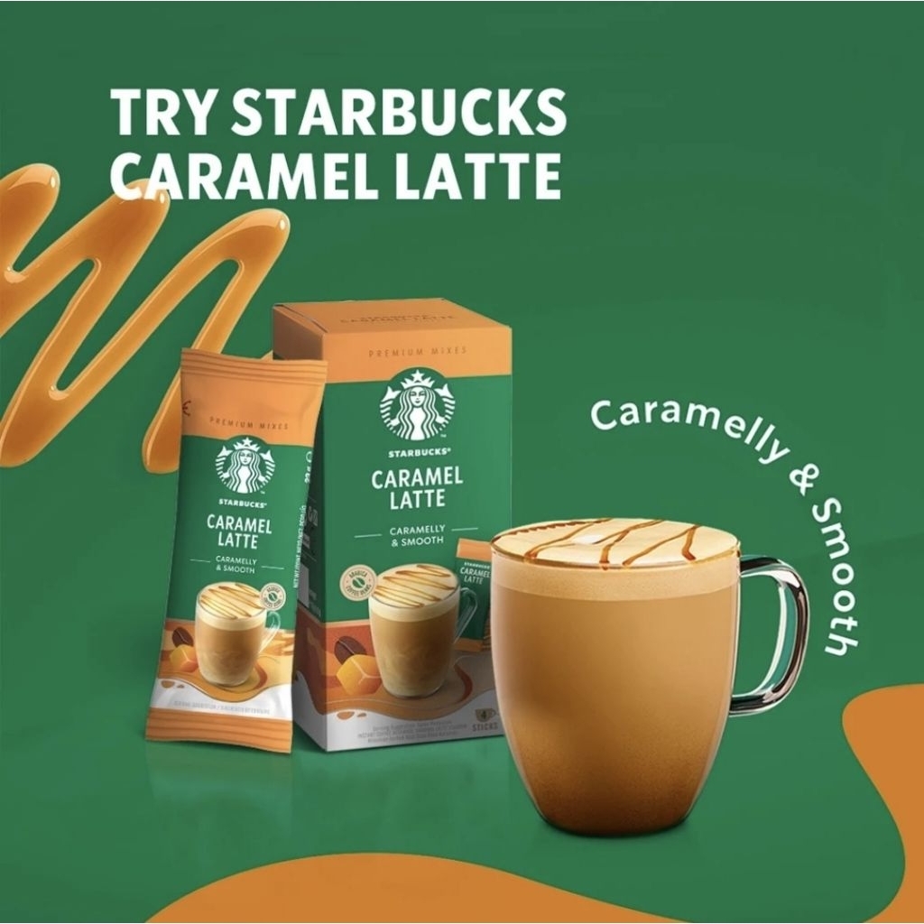 Kopi Bubuk Starbucks Singapore Caramel/ Mocha/ Toffee Nut/ Hazelnut Instant 23gr Per Sachet