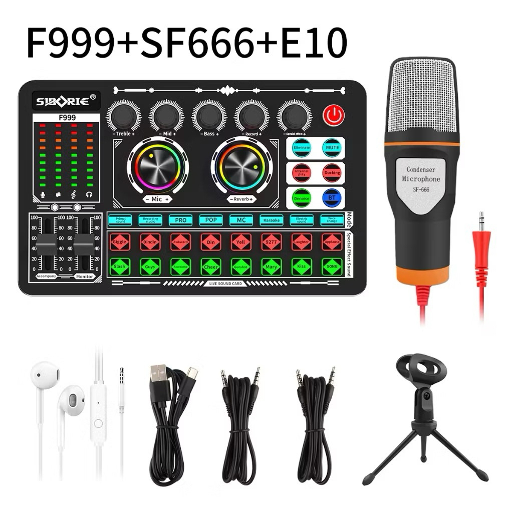 soundcard F999 with mic sf666 taffstudio free earphone sdh ada mic